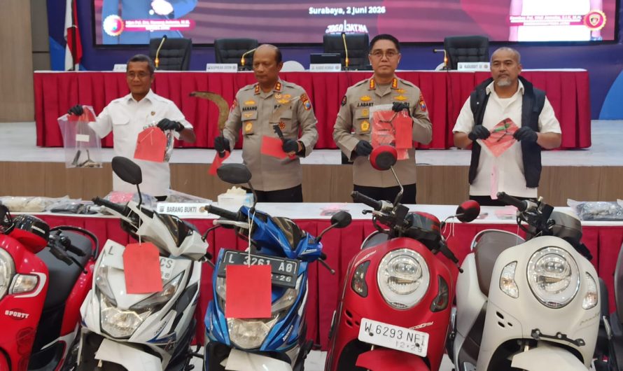 Polda Jatim Ungkap 320 Kasus Kejahatan Jalanan Selama Mei 2026,319 Tersangka Diringkus